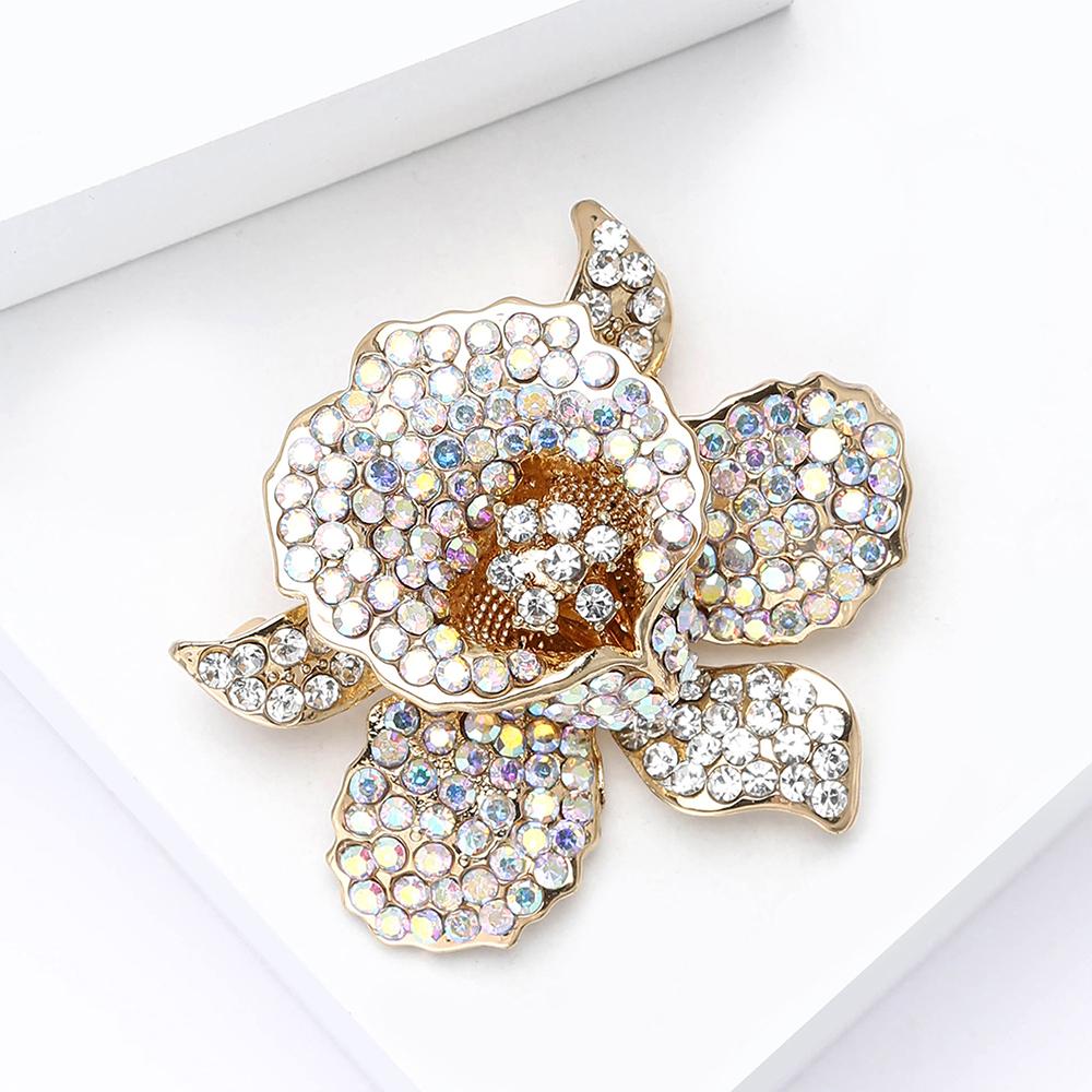 Womens Vintage Crystal Flower Brooch Pin Rhinestone Brooches Wedding Gifts Lapel
