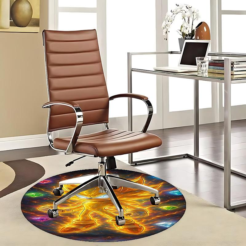 

1pc Sonic the Hedgehog Super Saiyan Golden Anime Design Round Carpet Office Chair Mat Non-Slip Rug for Home Decor 80cm
