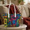Colorful Graffiti Tote Bag Fashion Casual Daily Shoulder Bag Lightweight Portable Shopping Handbag