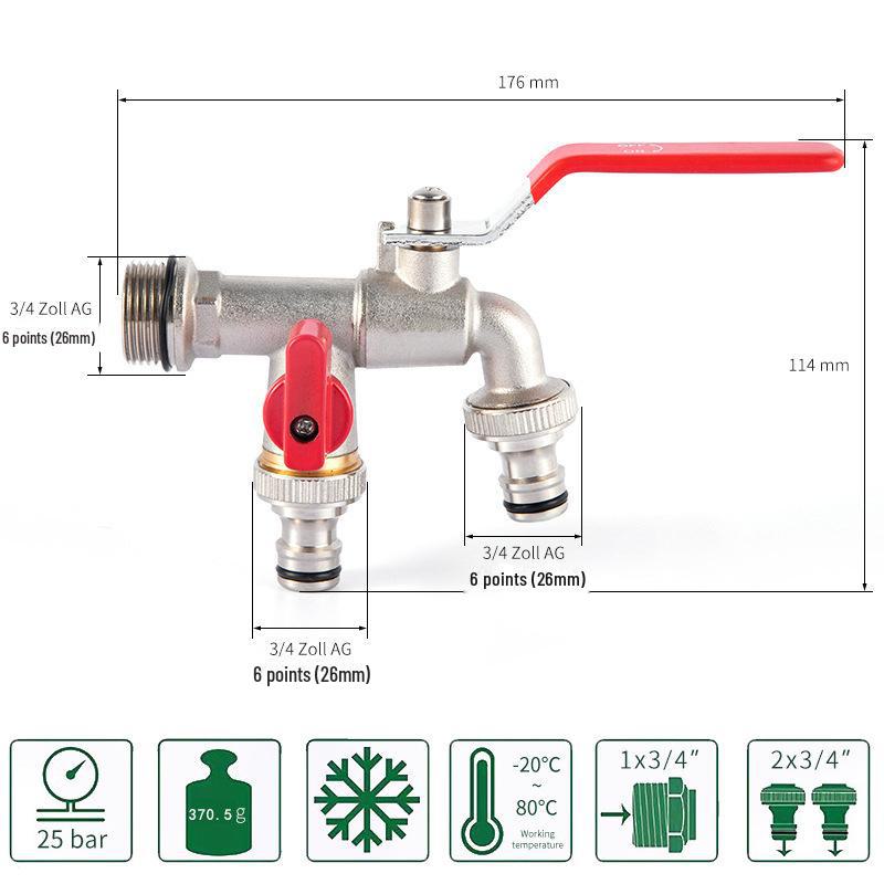 Outdoor Double-Control Brass Faucet for Kitchen and Garden