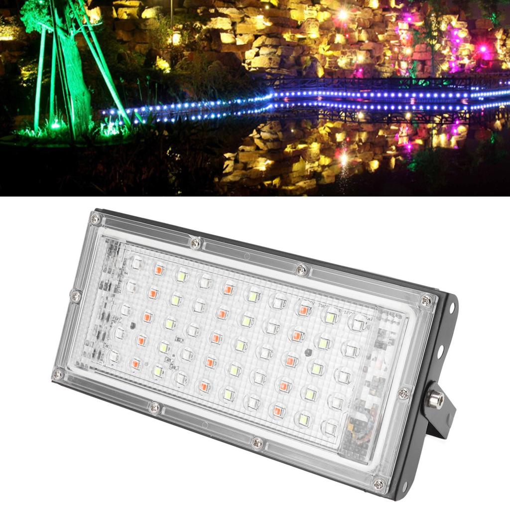 RGB Flood Light High Brightness 50W Colorful Outdoor Floodlight with Remote Control IP66 AC for Outdoor