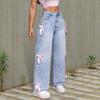 Yousheng Women's Wide Leg Jeans with Bow Tie Decoration High Waisted Straight Leg Denim Pant Casual Baggy Jean Trousers