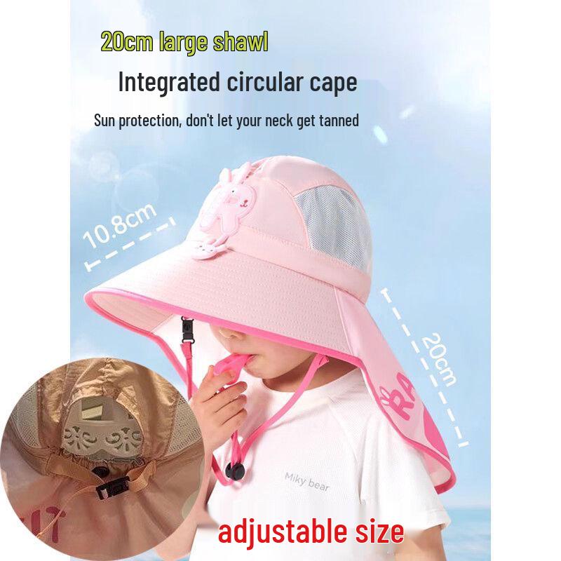 Kids' Cartoon Mesh Sun Hat - Breathable Wide Brim Summer Cap for Outdoors