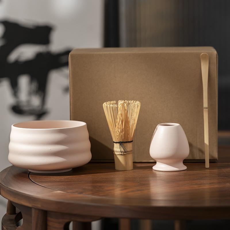 4Pcs/Set Japanese Matcha Tea Set Bamboo Matcha Whisk Scoop and Holder Matcha Bowl Tea Maker Tool Set Ceremony Accessories New