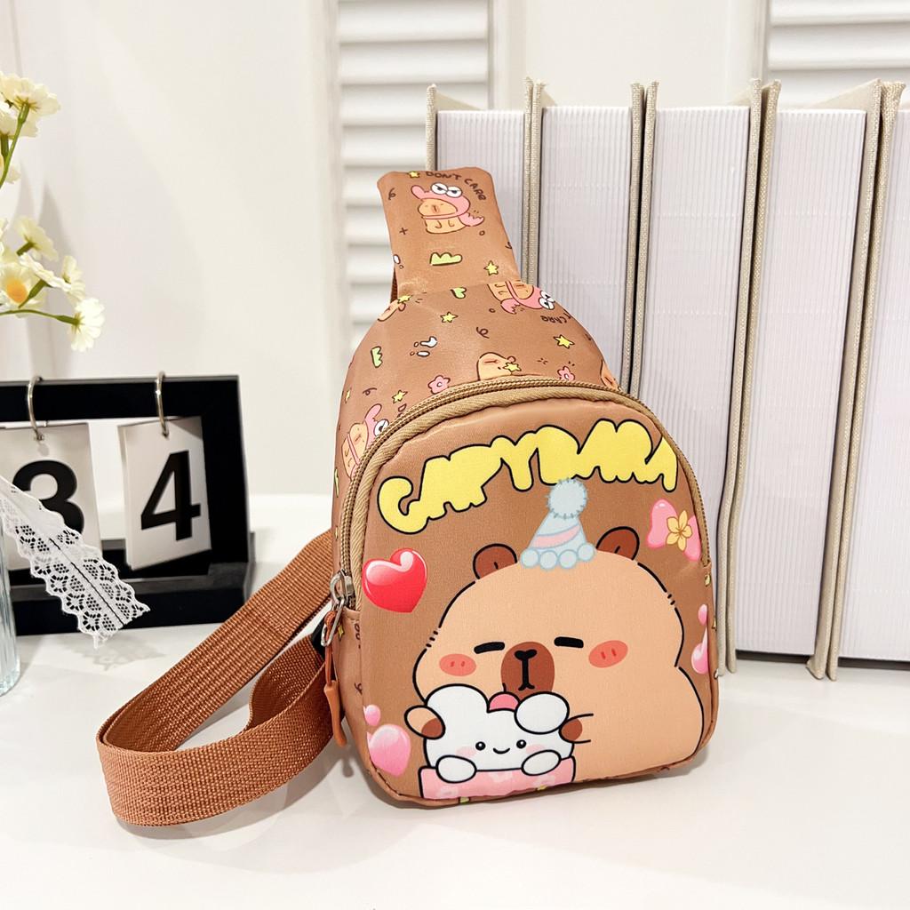 Capybara Preschool Children Nylon Crossbody Bag Animal Pattern Everyday Design