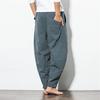 INCERUN Summer Autumn Men's Fashion Trousers Elastic Waist Cotton Wide Leg Loose Harem Vintage Long Pants