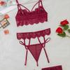 Europe, America, Summer New Erotic Underwear Set Female Sexy Lace Three-piece Set