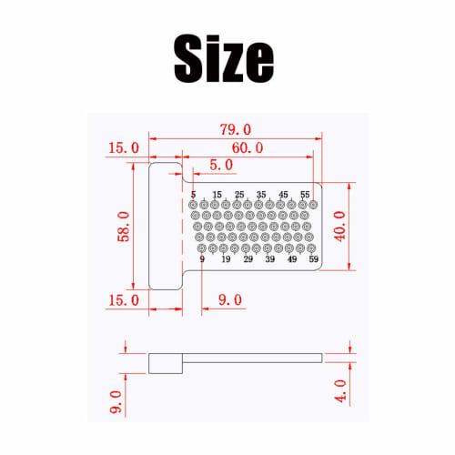 amleso T-Shaped Ruler, 1mm Hole Spacing, Woodworking Scriber, Carpenter's Marking Tool, Template, Red