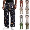 Men's Loose Fit Streetwear Casual Pants with Christmas Print, Comfortable Athletic Design for Everyday Wear