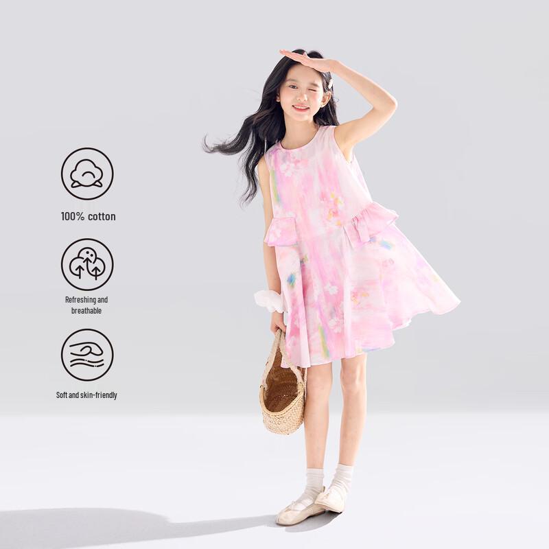 Zuoxi Girls' 2026 Summer Sleeveless Printed Cotton Princess Dress