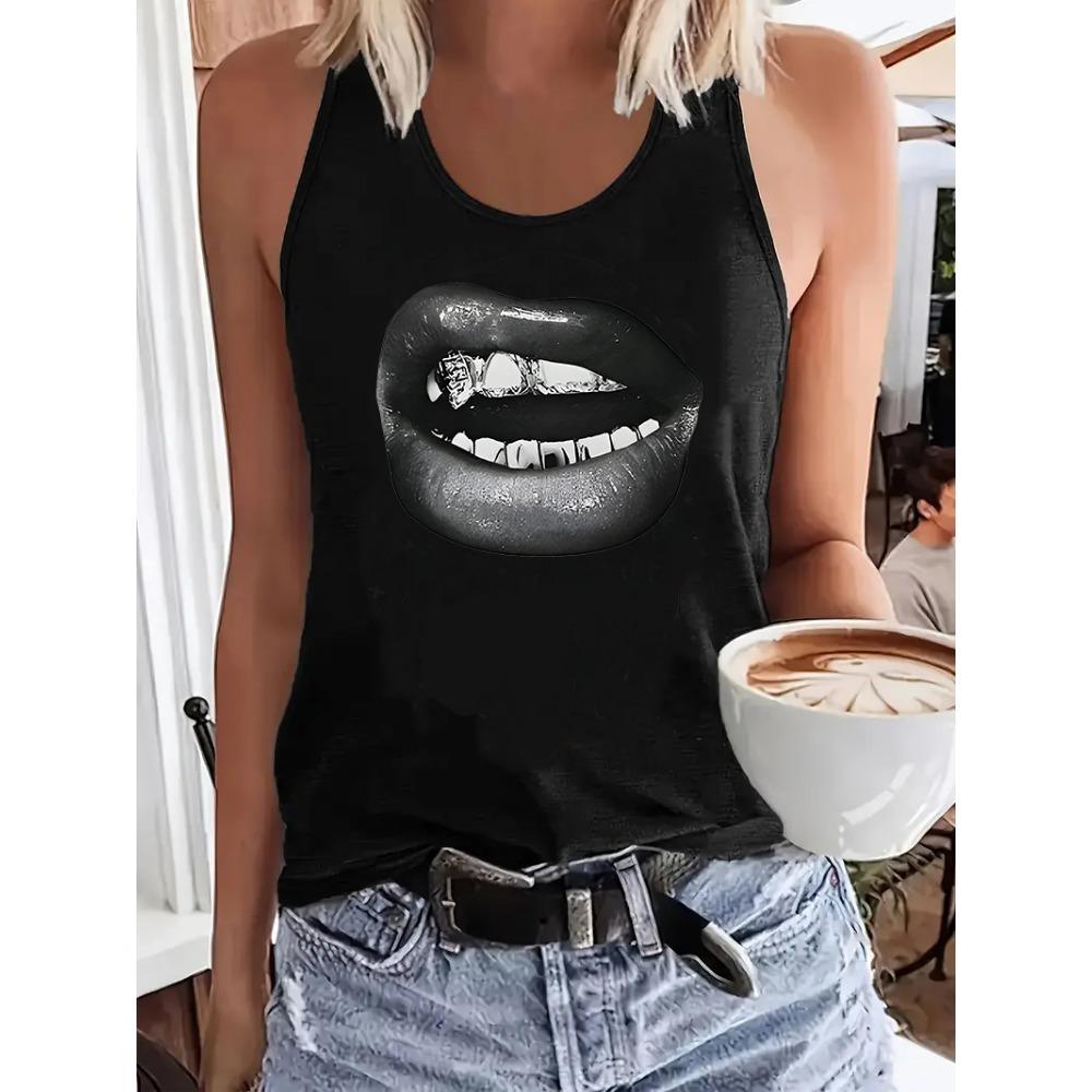 Retro Lipstick Design Retro Printed Tank Top S