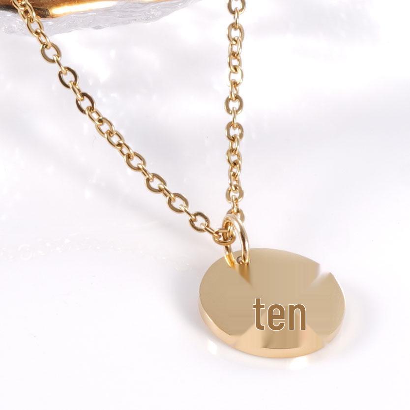 18K Gold Stainless Steel Minimalist Letter Necklace with 26 Round Pendant Options