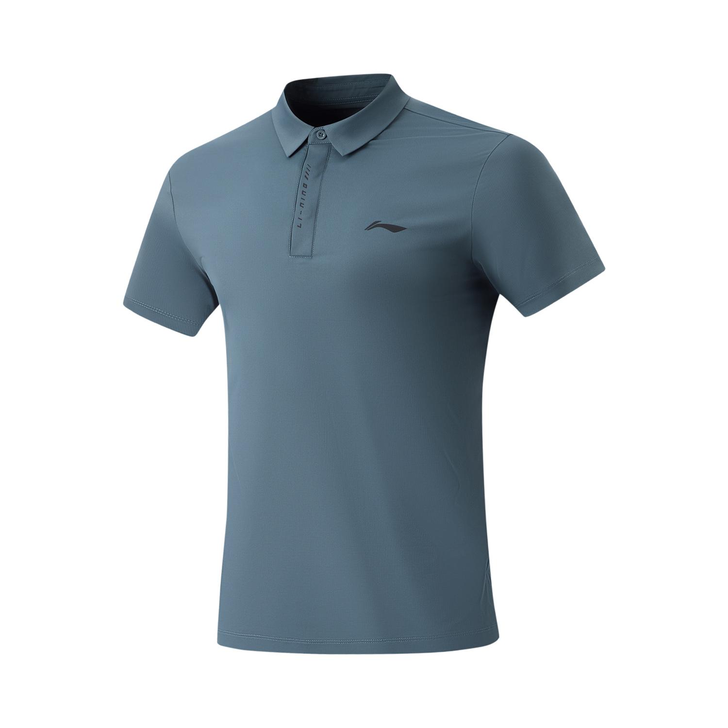 

Li Ning Fitness Series Letter Logo Удобная универсальная дышащая спортивная рубашка-поло для мужчин, темно-синяя APLU005-4 3XL