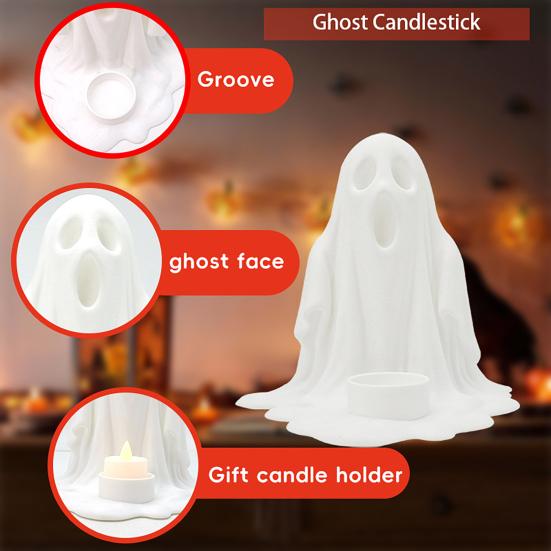 Halloween Spøkelse LED Stearinlys Lampe Batteridrevet Skummel Hvit Spøkelse Elektronisk Stearinlys Lys Festival Fest Dekorlampe