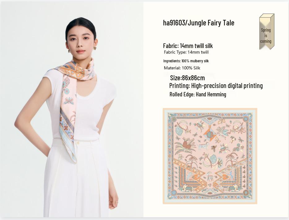 Women's 100% Mulberry Silk Scarf, 90cm Square, 14 Momme Shawl - Perfect Gift for Mother, Girlfriend, Birthday or Festival