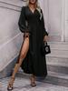 Modisches Europäisches/Amerikanisches Langarm-Schlitz-Rüschen-Laternenkleid für Damen, Herbst/Winter 2026