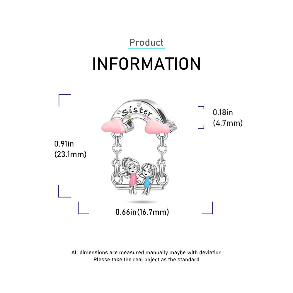 New In Fashion Copper Sisters On The Swing Charms Beads Fit Original 3Mm Charm Bracelet Bangle Diy Gift Jewelry