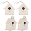 4Pcs Mini Holz Vogel Haus Hängen Vögel Nester Ornamente für Outdoor Garten Balkon Hof