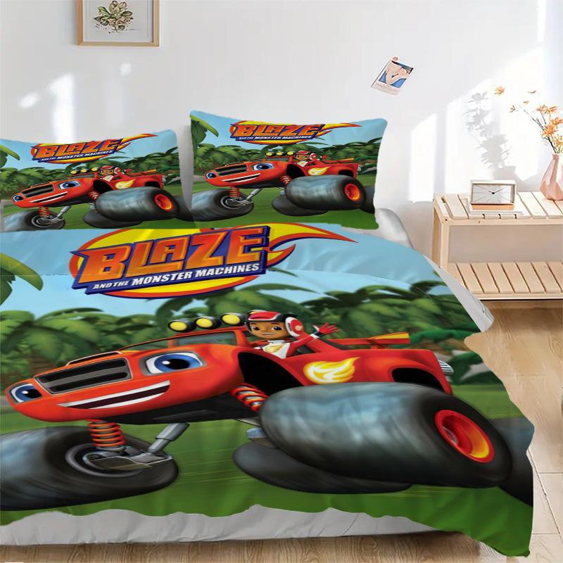 Monster Machines Bedding 3 Piece Set HD Print Duvet Cover Pillowcases for Teens Adult Bedroom Decoration Christmas Gift