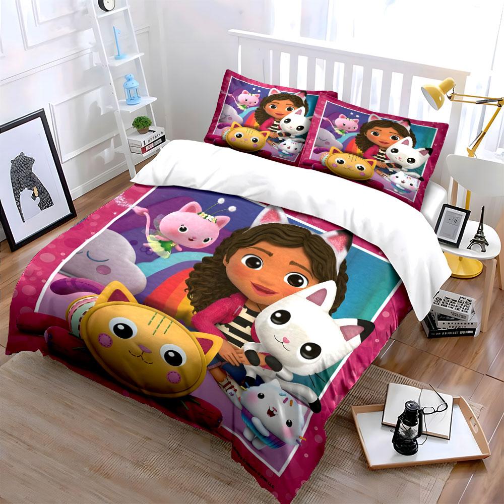 Colorful Cartoon Cat Bedding Set Bedding Duvet Cover Set Duvet Cover Pillowcases (1 * Duvet Cover 2 * Pillowcases, Without Duvet Insert)