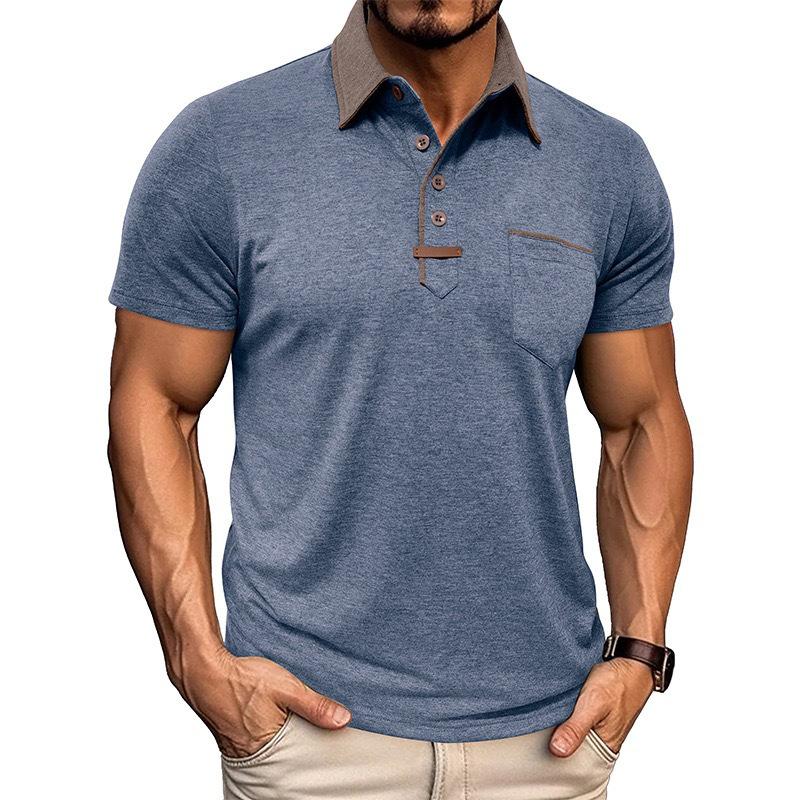 Męskie Codzienne Koszule z Długim Rękawem Kołnierzykowe Zapinane Bawełniane T-shirty Klasyczne Stylowe Koszule Golfowe z Kieszenią