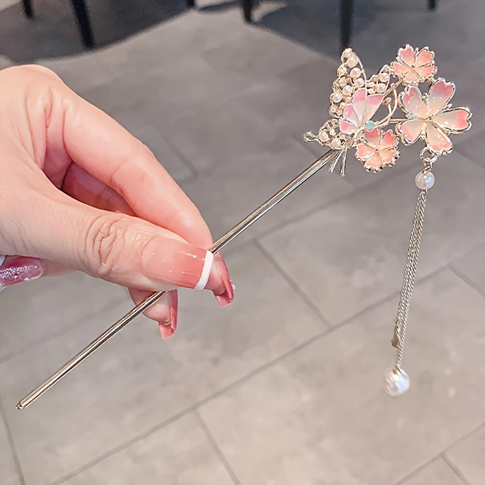 1pc Classic Chinese Style Hair Accessories Butterfly Flower Handmade Hair Clip for Women Daily Holiday Wear Girl Elegant Hairpin