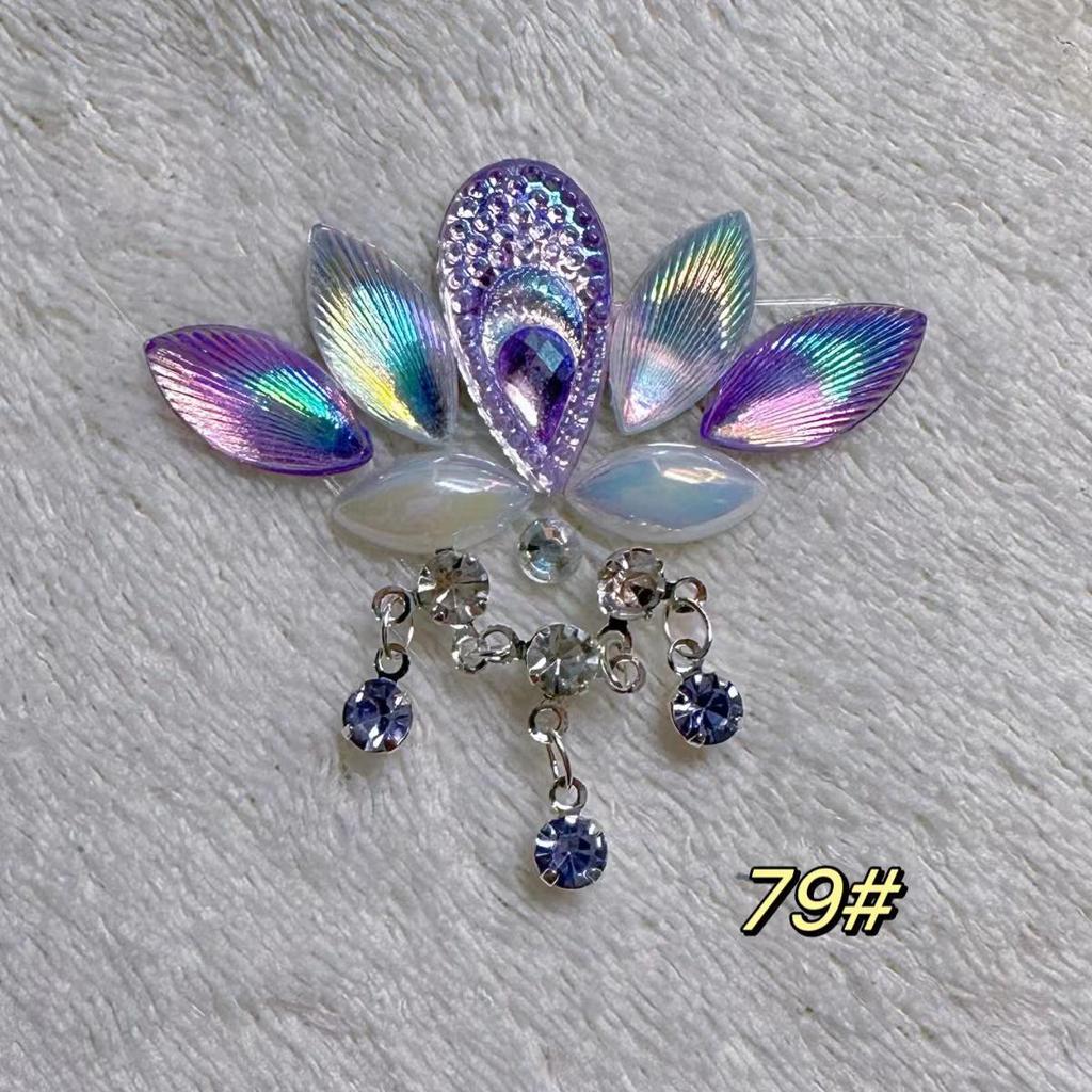 Self-Adhesive Children's Colorful Eyebrow Stickers for Stage Performance and Princess Makeup with Ancient Costume Style Tassels.