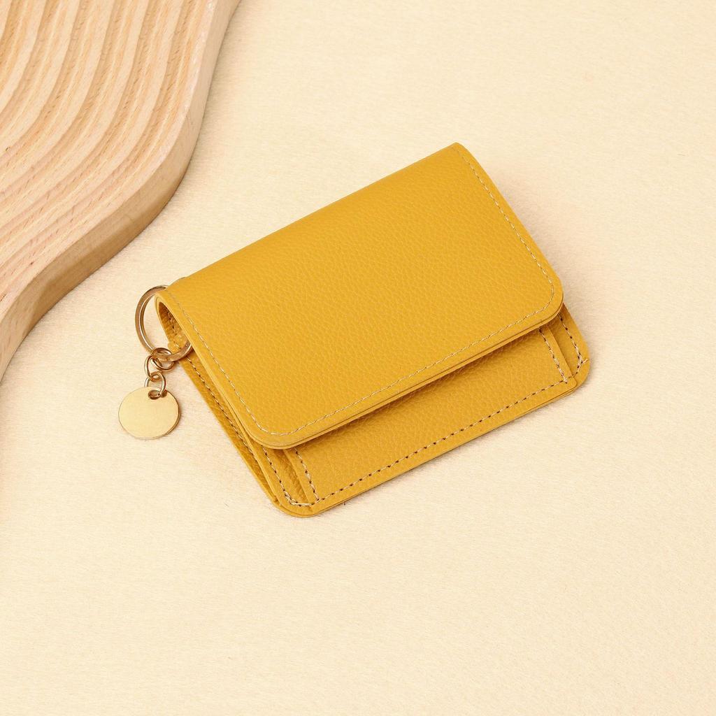 Women's Solid Color Wallet Card Holder - Short, Simple, Fashionable with Multi-Card Slots and Zipper Coin Purse