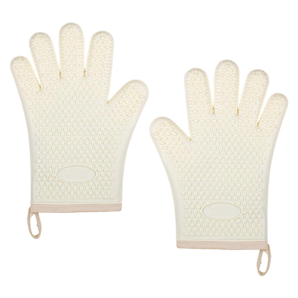1 Pair of Heat Resistant Oven Mitts Silicone Materials Nonslip Kitchen Mitts for Secure Grips in High Temperatures