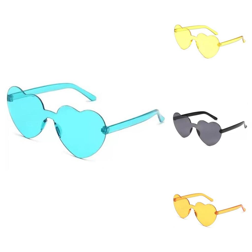 Heart Shaped Rimless Sunglasses Women's Candy Color Glasses