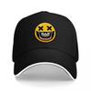 Face Skull Design Baseball Cap Black with Yellow Emoticon Graphic Cool Streetwear Style Hat for Men and Women