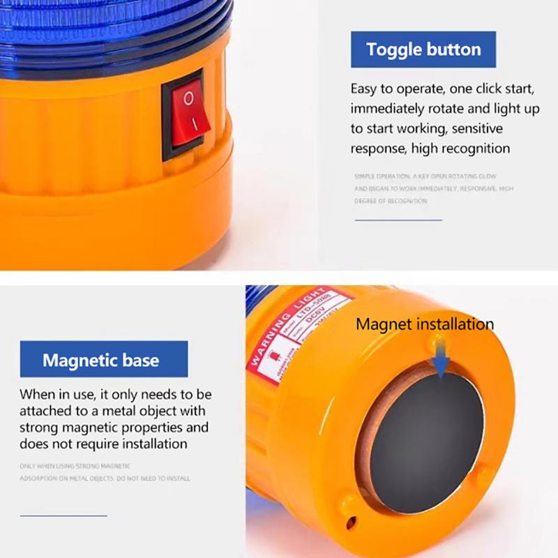 Magnetic Rechargeable LED Warning Light High Brightness Wide Lighting Range for Night Off-road Vehicle Emergency Safety