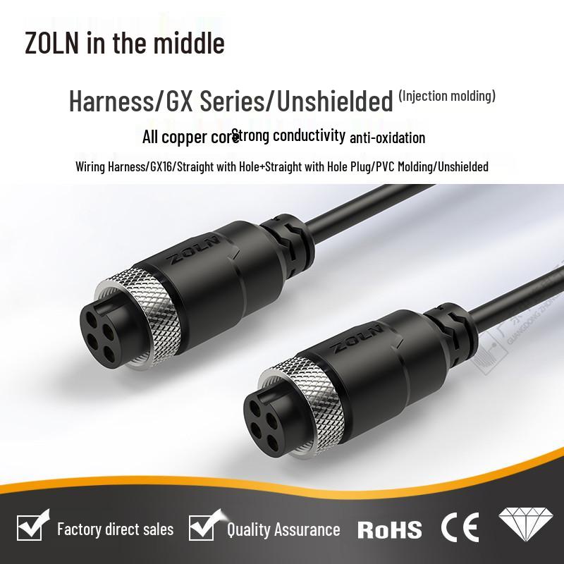 GX12 Aviation Plug: Male/Female Connectors with 2-10 Pins, Injection Molded Integration