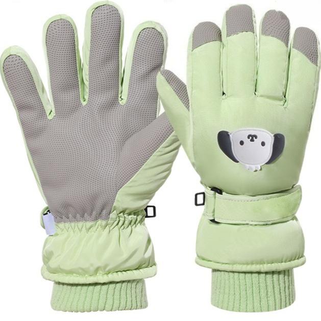 Children Ski Gloves Cartoon Thickened Fleece Winter Warmth Waterproof Fabric for Boys Girls Puppies Frostbite Prevention Sanrio