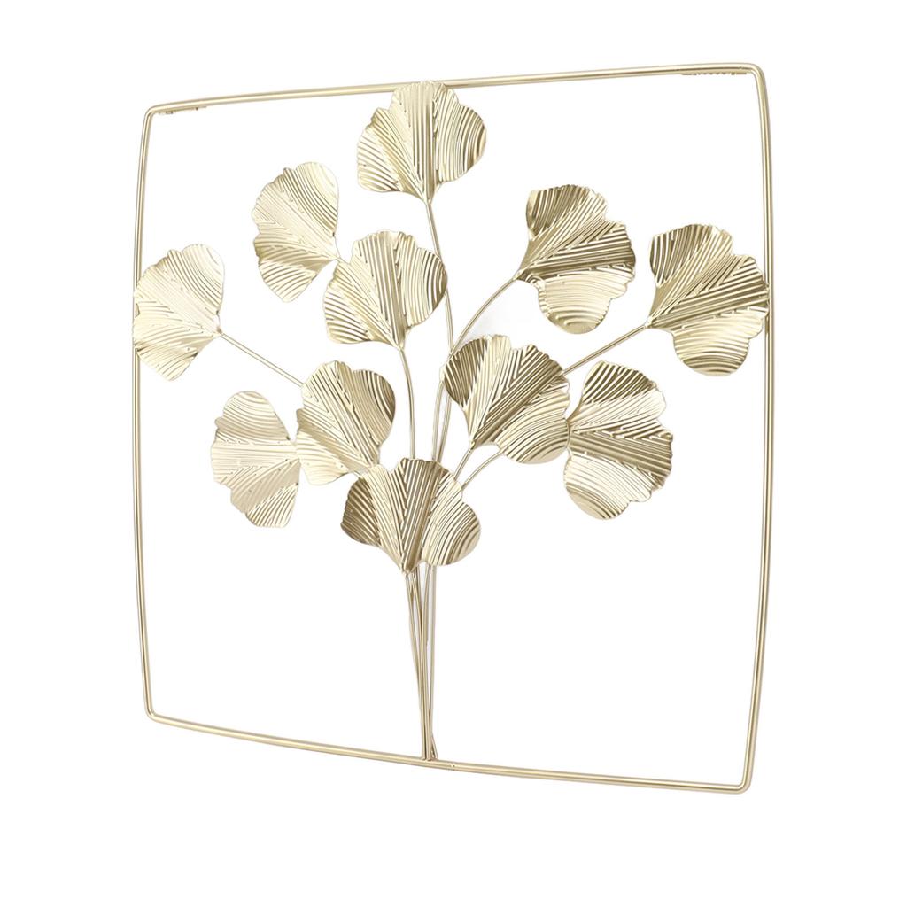 Metal Leaf Wall Art Decor Luxurious Metal Ginkgo Biloba Wall Hanging Decoration for Home Living Room Bedroom