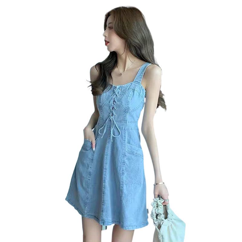 Stylish Age-Reducing Denim Overall Skirt for Women - Tummy-Cinching & Slimming, 2025 Summer
