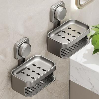 Yousheng Saugknopf Seifenschale mit Abzugslöchern Doppelschicht Wandmontiert Selbstentwässernd Badezimmer Seifenschalenhalter