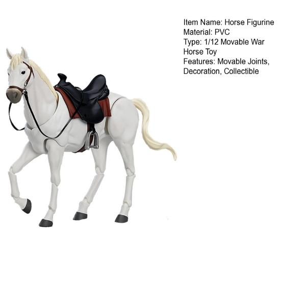Horse Action Figure Movable Joints White Brown Horse Model 1/12 Battle Steed Figurine Desktop Decoration Collectible Ornament