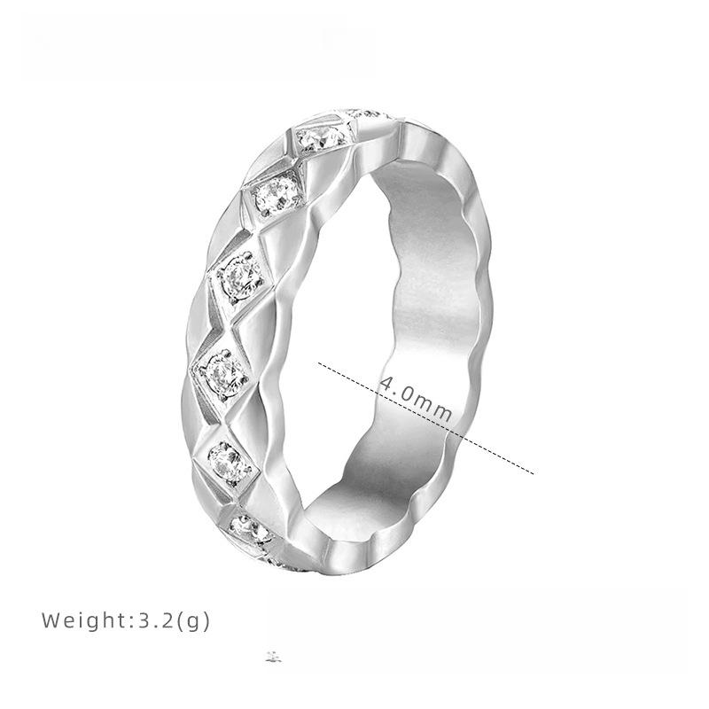 Non-fading Xiaoxiangfeng Rhombus Titanium Steel Rose Gold Plain Ring Index Finger Women's Light Luxury High-end Design Niche