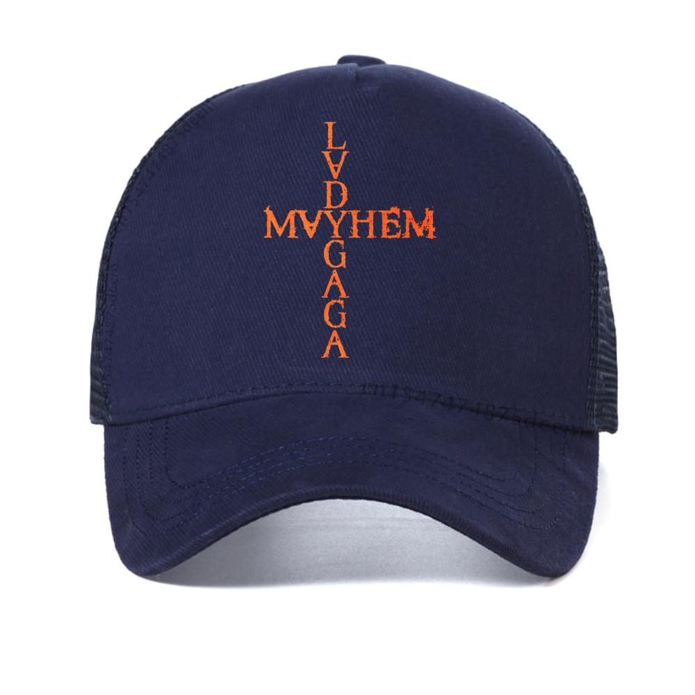

Lady Gaga The Mayhem Ball Tour baseball cap Fashion Men Women mesh Snapback Caps outdoor Breathable mesh adjustable hats Adjustable темно-синього кольору