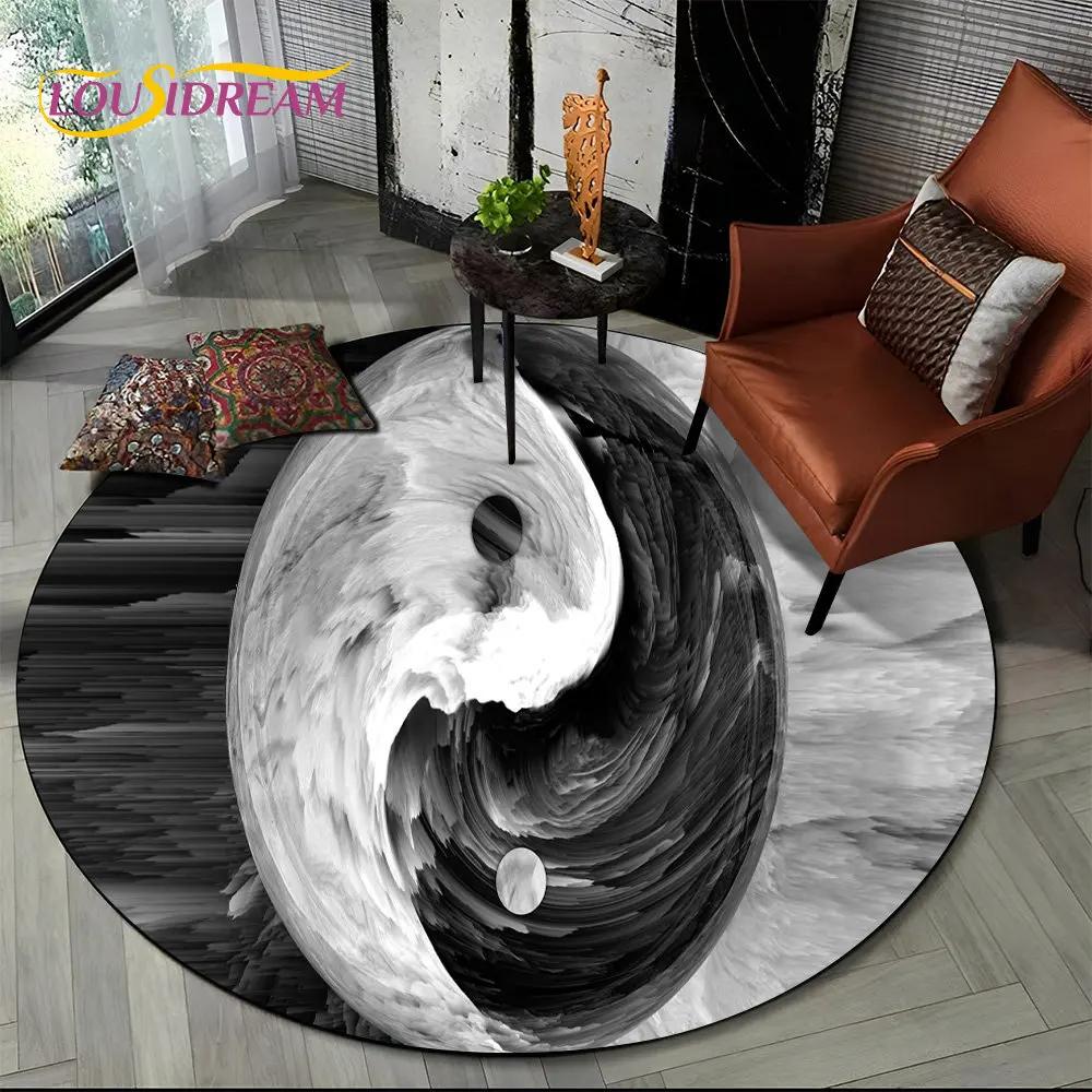 3D Chinese Tai Chi Bagua Yin Yang Round Area Rug,Carpet Rug for Living Room Bedroom Sofa Playroom Decor,kids Non-slip Floor Mat