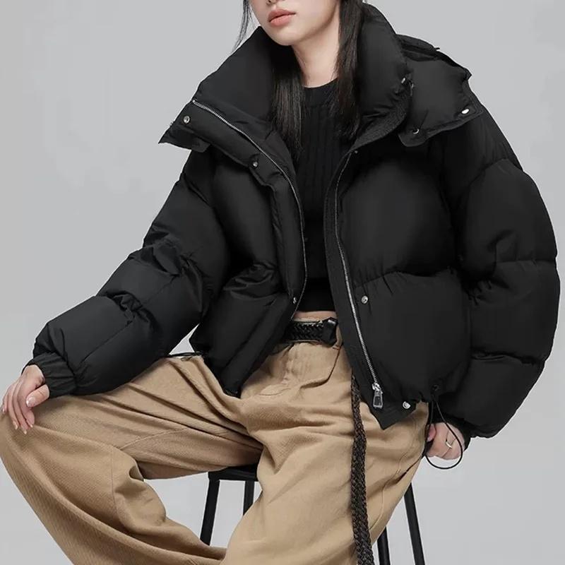 2026 Winter Women's White Duck Down Coat Korean Style Long Sleeve Cropped Down Clothing Wholesale For Women's Fashion