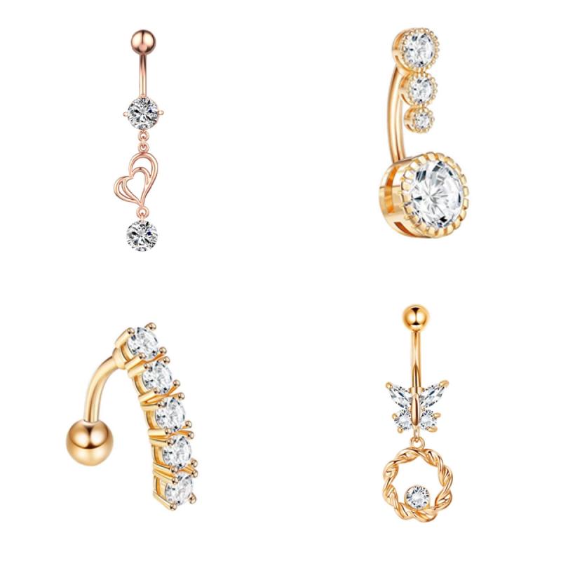 Zirkon Bauchnabelpiercing Blume Herz Katze Chirurgischer Stahl Bauchnabelring Für Frauen Mädchen Bauchnabel Hängeschmuck