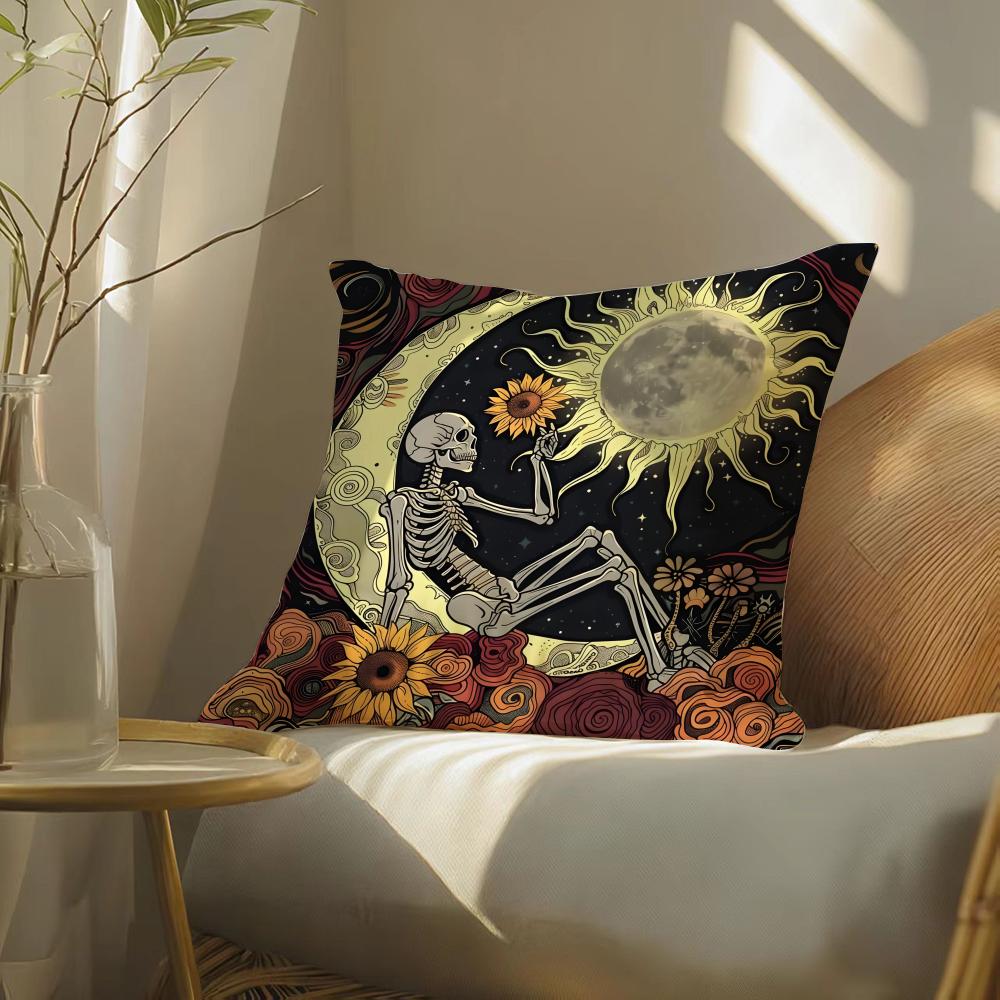 Personalized Art Skeleton Display Pillow Case Pattern Printed Pillowcase For Living Room Sofa Cushion Cover & Bedroom Decor