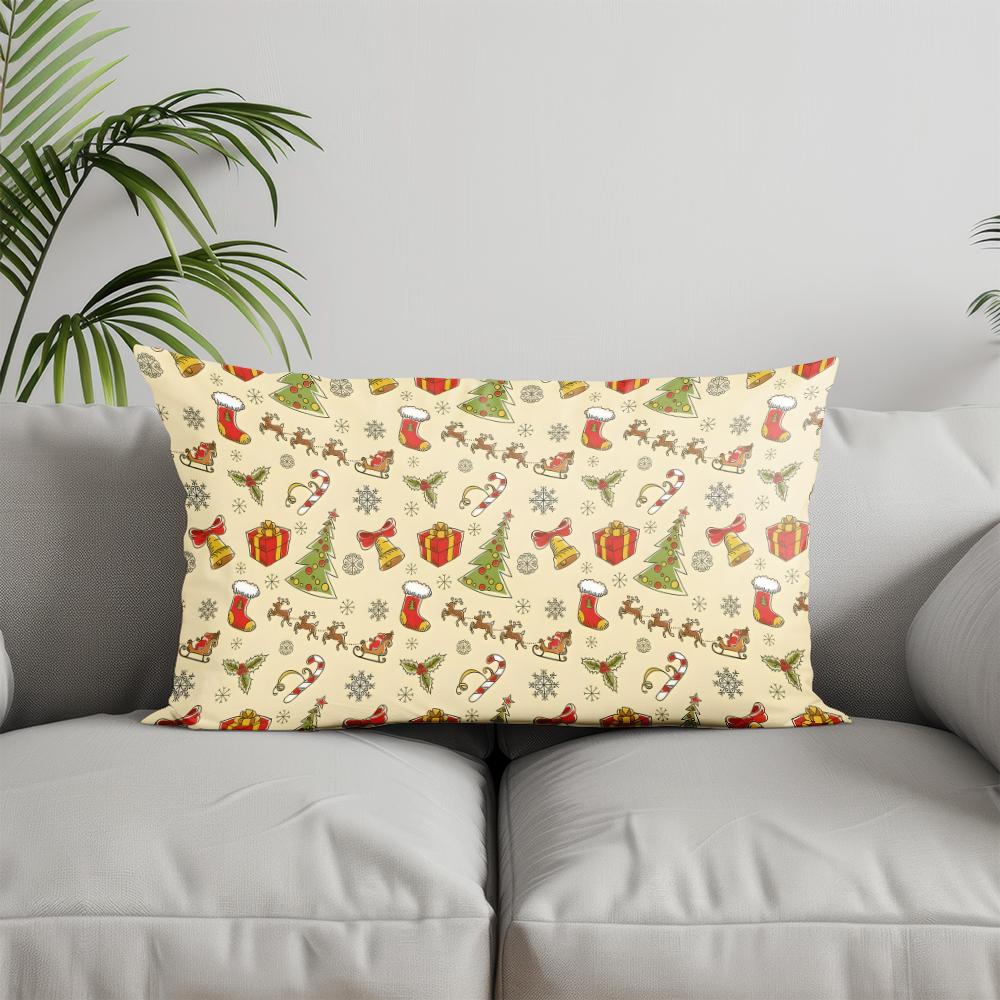 Home Decor Festive Christmas Pattern Pillow Suitable For Sofa Bedroom Car Pillow Cover Cushion Rectangular Back Cushion