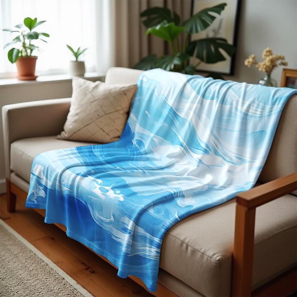Fluid Aqua Anime Cartoon Flannel Blanket Soft Warm Throw for Bedroom Sofa Car Kids Holiday Gift