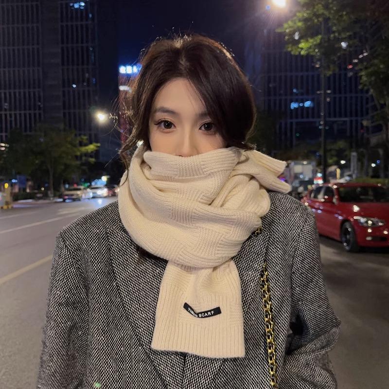 New Red Wool Scarf Women's Winter Senior Sense Versatile Student Christmas Gift Knitted Couple Scarf