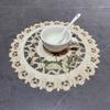 New Round Placemat, Fabric Embroidery Hollow Household Heat Insulation Coaster Embroidered Western Food Mat