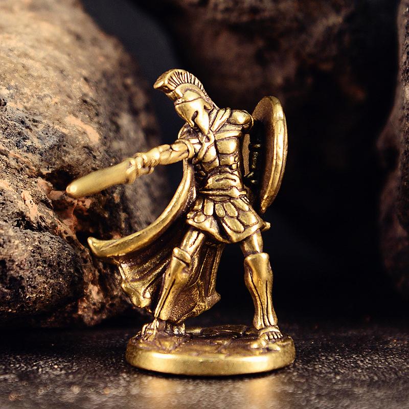 Vintage Brass Spartan Warrior Statue Twelve Types of Rome Soldier Models Figurine Game Props Desktop Ornaments Home Craft Decor