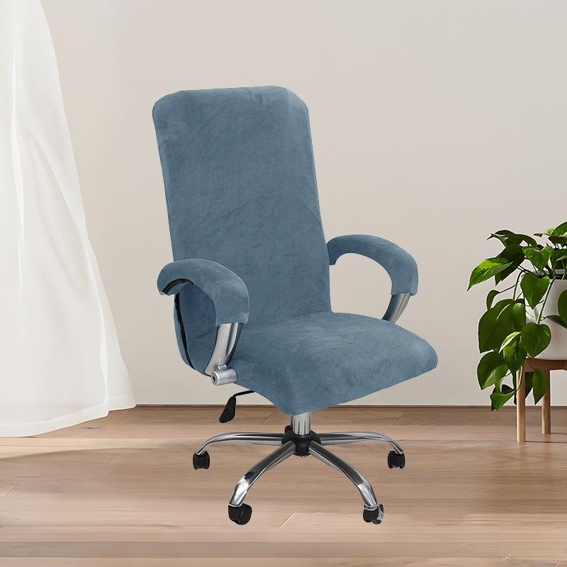 Solid Color Spandex Armchair Slipcover Removable L/XL Size Velvet Plush Stretch Computer Office Chair Cover with Armrest Cover